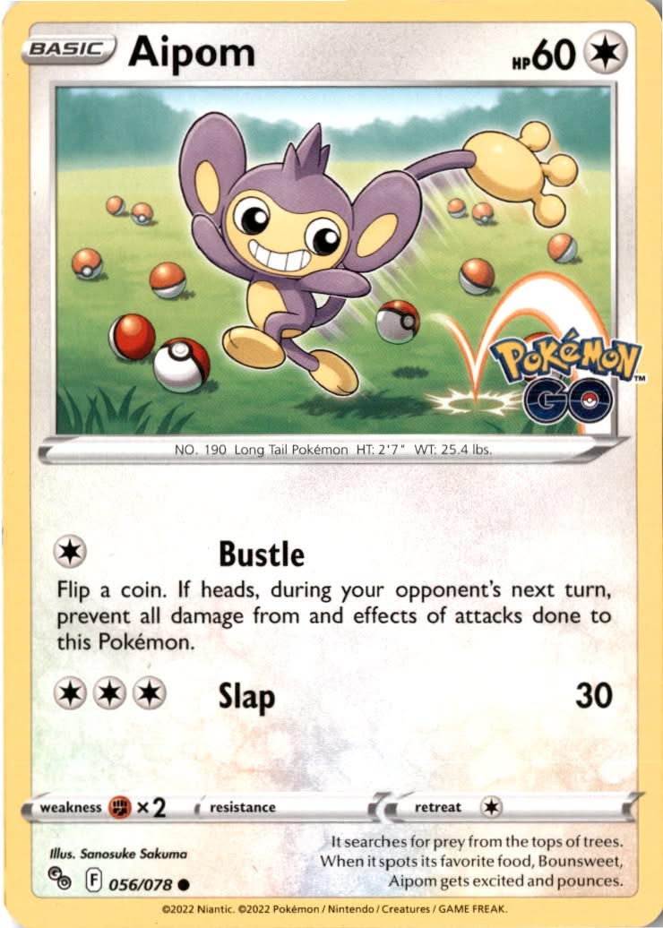 Aipom #056/78 - Pokémon GO - Pokemon - Common - Near Mint