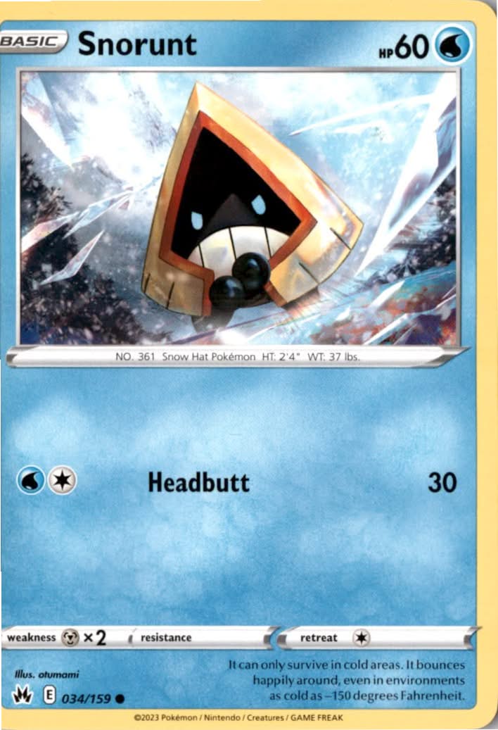 Snorunt #034/159 - Crown Zenith - Pokemon - Common - Near Mint