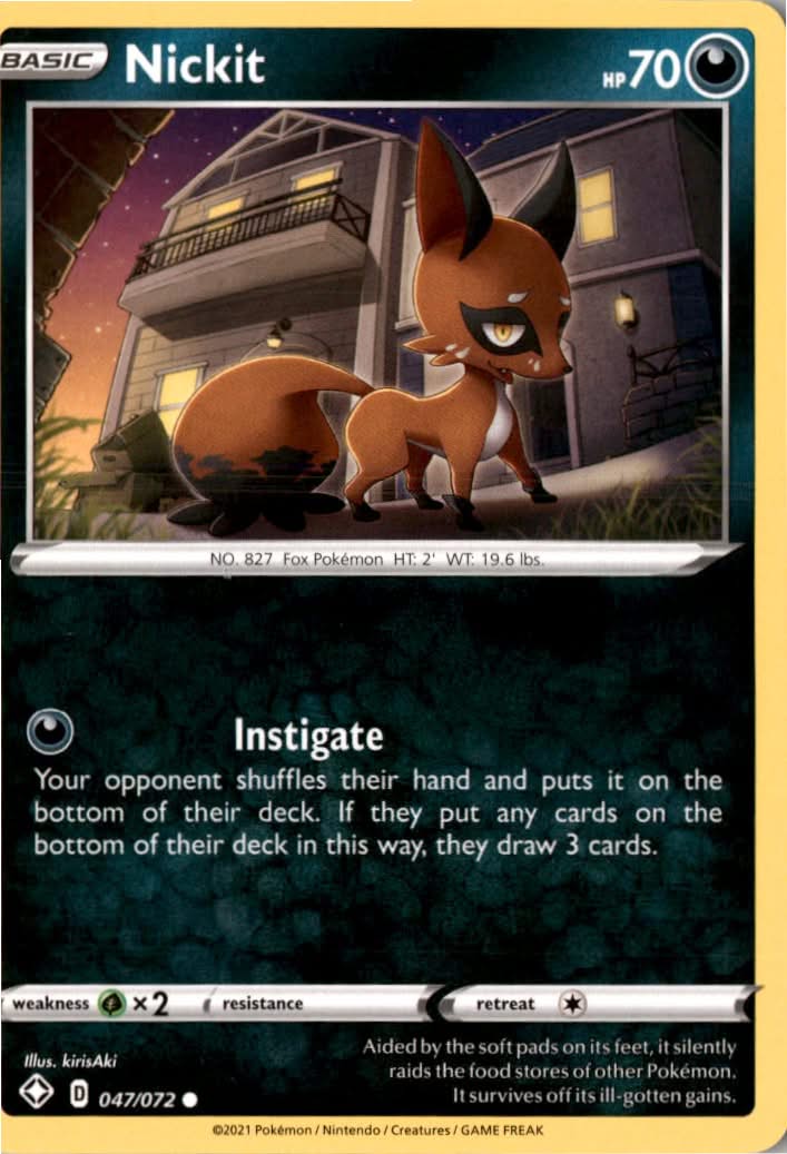 Nickit #47/72 - Shining Fates - Pokemon - Common - Near Mint