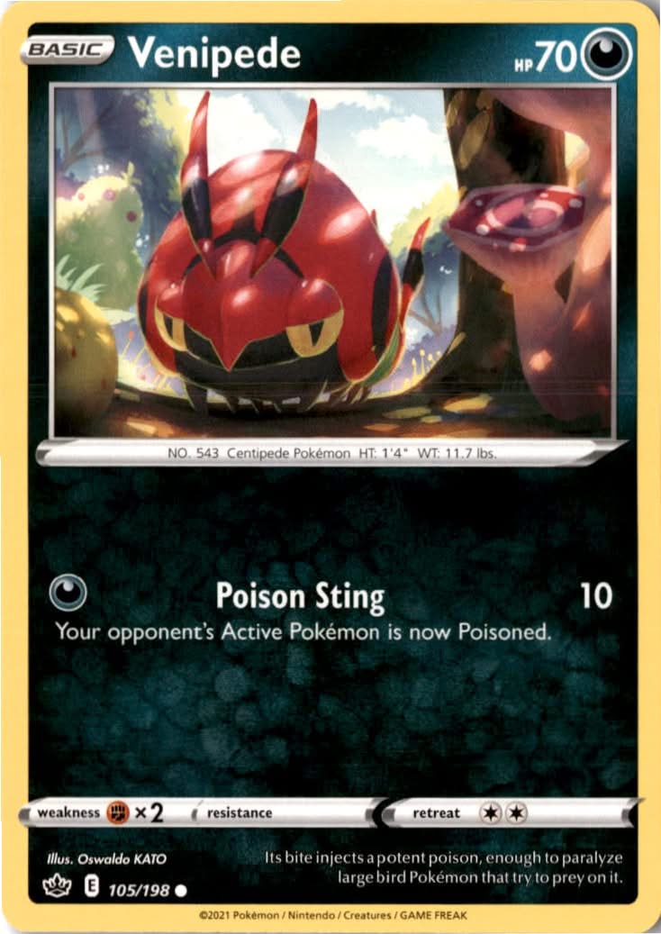 Venipede #105/198 - Chilling Reign - Pokemon - Common - Near Mint