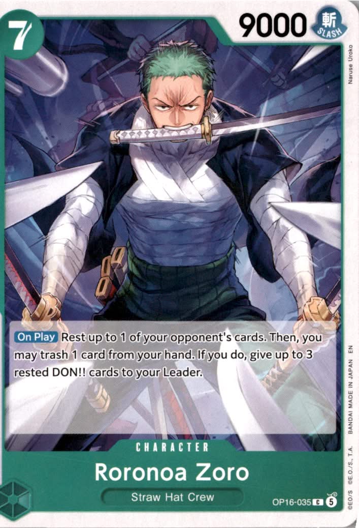 Roronoa Zoro #OP16-035 - The Time of Battle - One Piece Card Game - Common - Near Mint