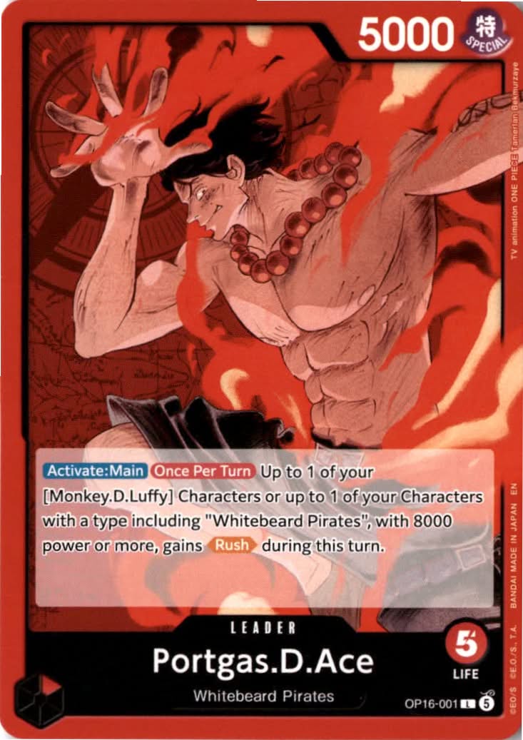 Portgas.D.Ace #OP16-001 - The Time of Battle - One Piece Card Game - Leader - Near Mint