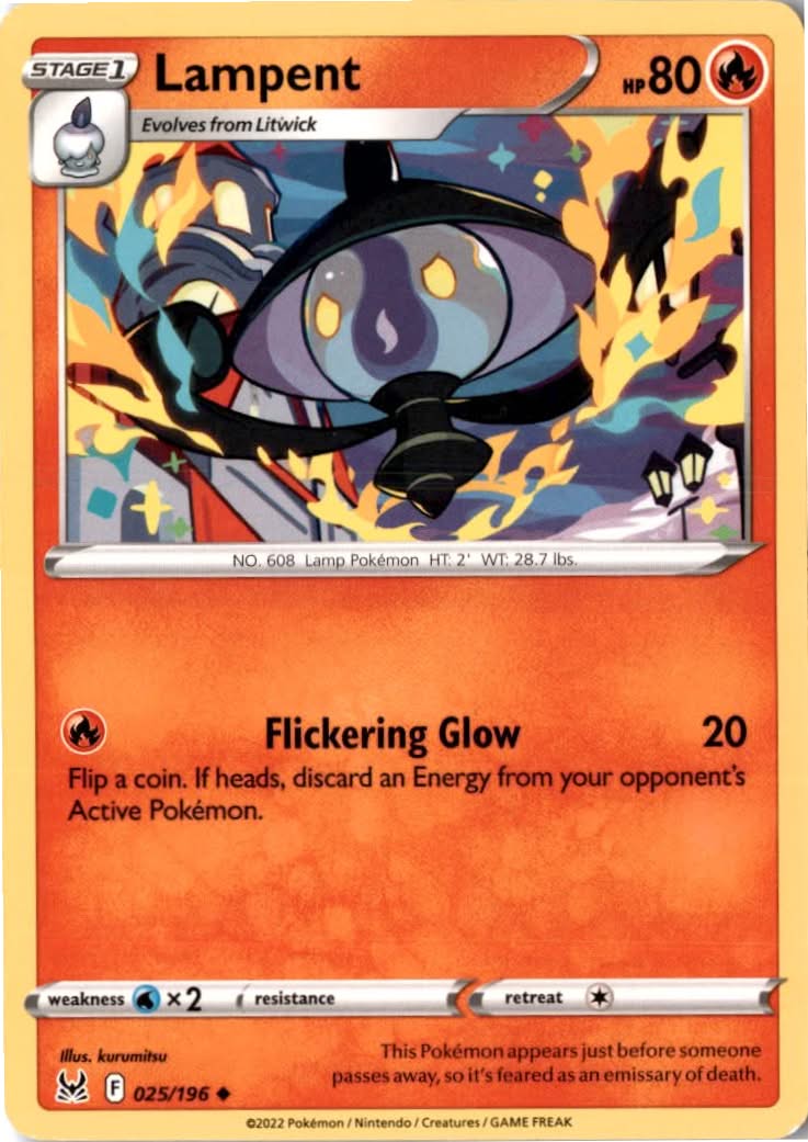 Lampent #025/196 - Lost Origin - Pokemon - Uncommon - Near Mint