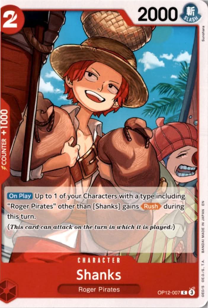 Shanks #OP12-007 - Legacy of the Master - One Piece Card Game - Common - Near Mint