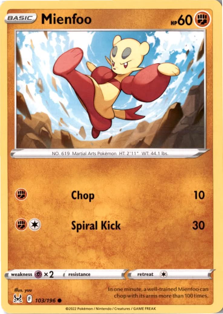 Mienfoo #103/196 - Lost Origin - Pokemon - Common - Near Mint