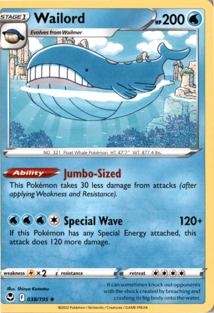 Wailord #038/195 - Silver Tempest - Pokemon - Uncommon - Near Mint