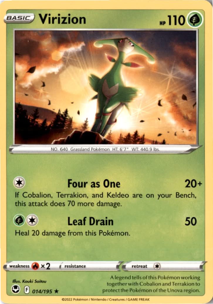 Virizion #014/195 - Silver Tempest - Pokemon - Rare - Near Mint