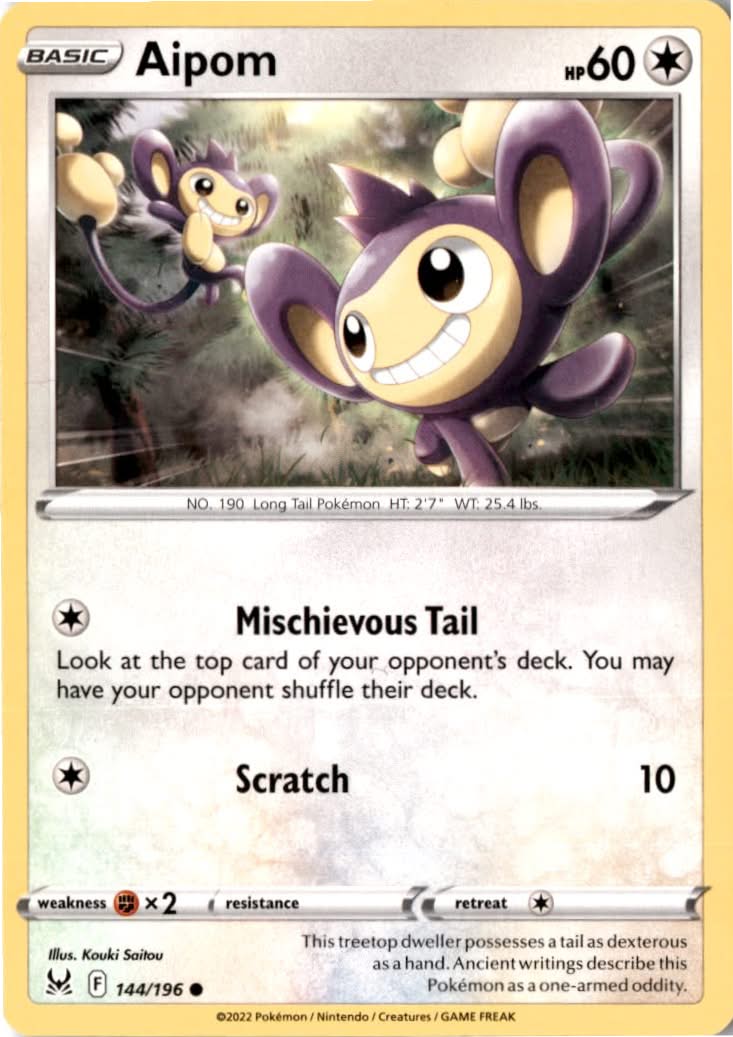 Aipom #144/196 - Lost Origin - Pokemon - Common - Near Mint
