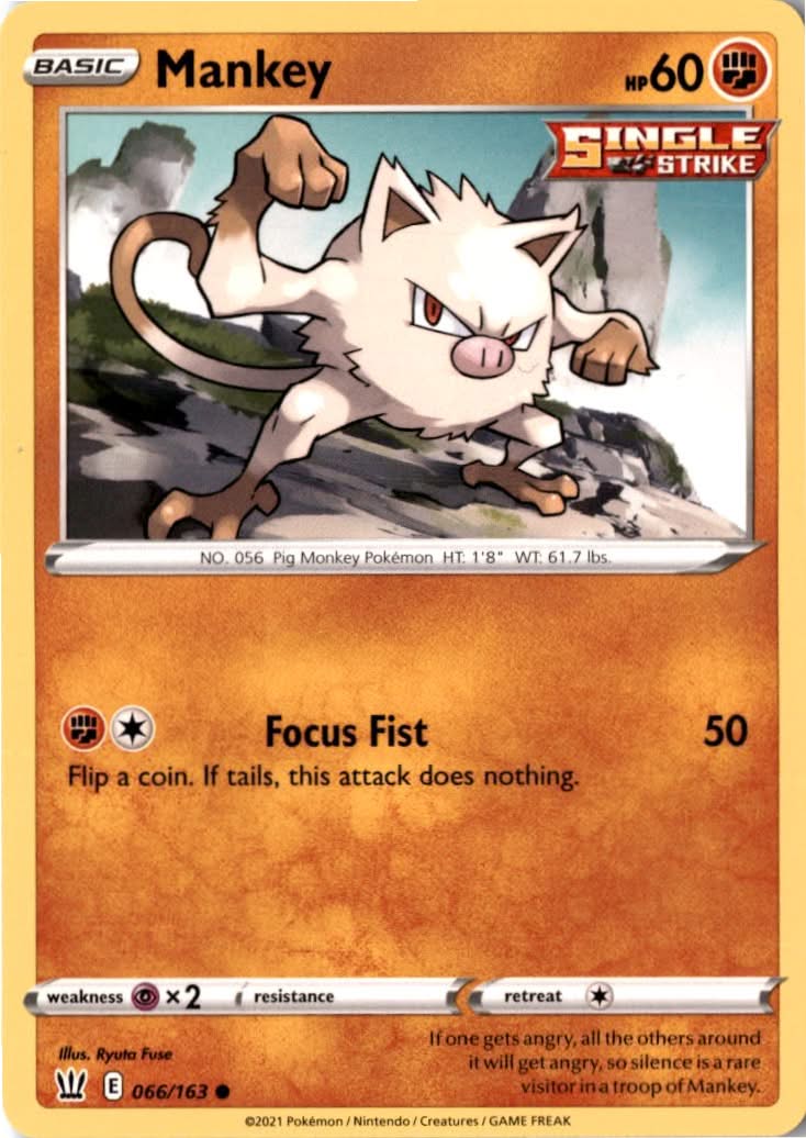 Mankey #66/163 - Battle Styles - Pokemon - Common - Near Mint
