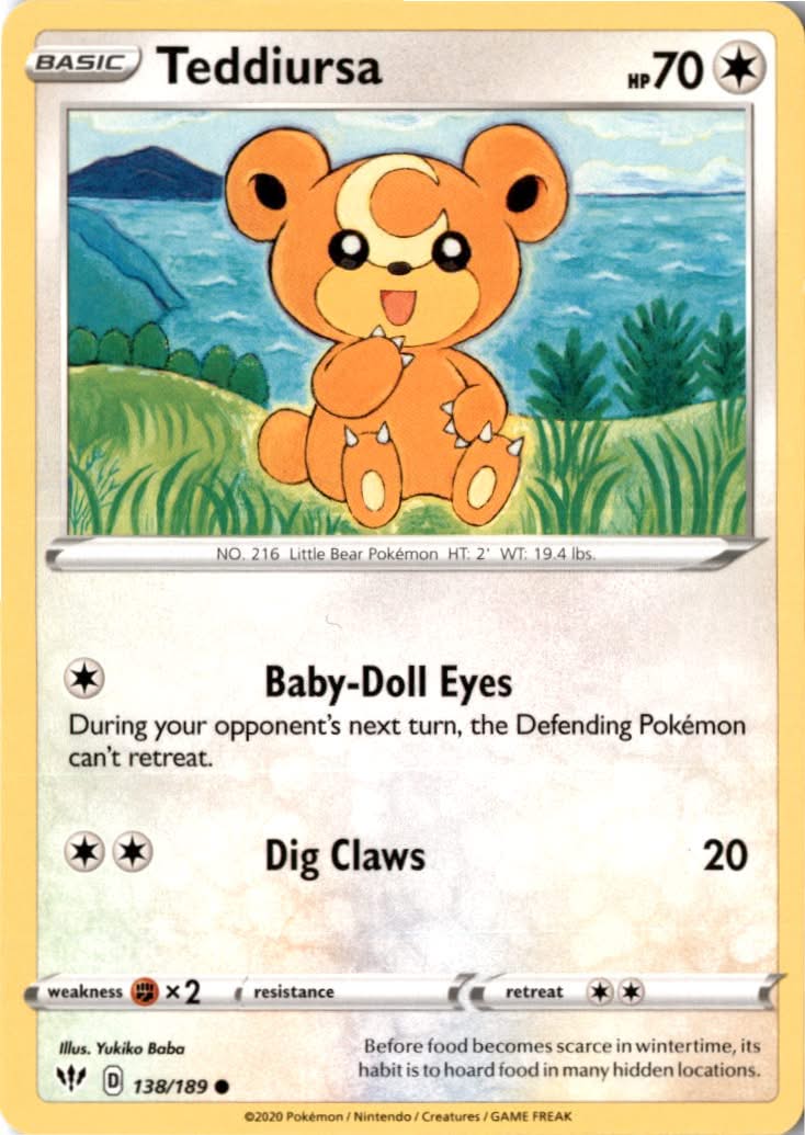 Teddiursa #138/189 - Darkness Ablaze - Pokemon - Common - Near Mint