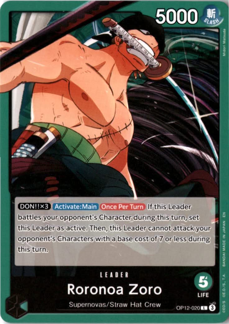Roronoa Zoro #OP12-020 - Legacy of the Master - One Piece Card Game - Leader - Near Mint