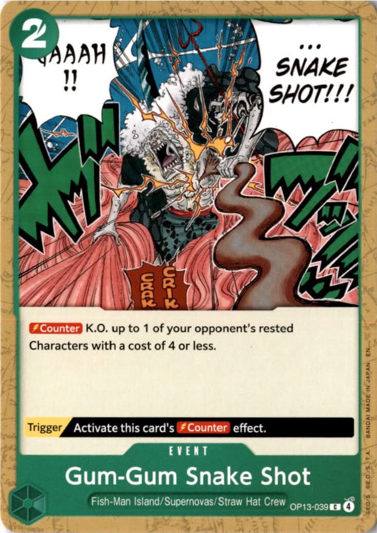 Gum-Gum Snake Shot #OP13-039 - Carrying On His Will - One Piece Card Game - Common - Near Mint
