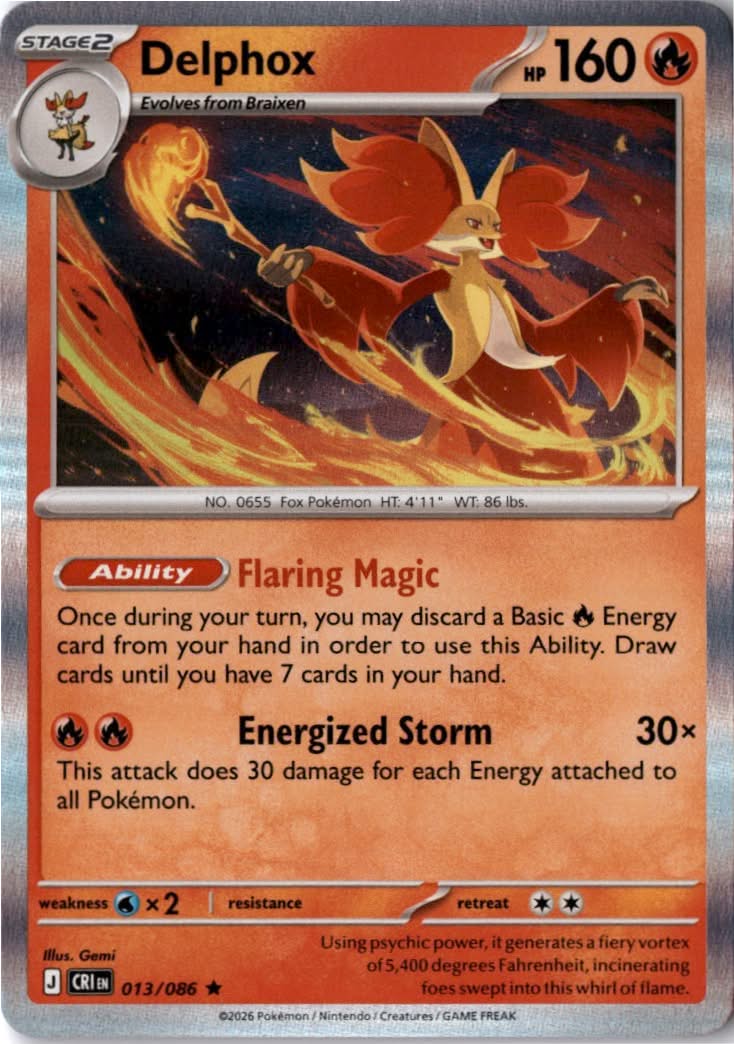 Delphox #013/86 - Chaos Rising - Pokemon - Rare - Near Mint