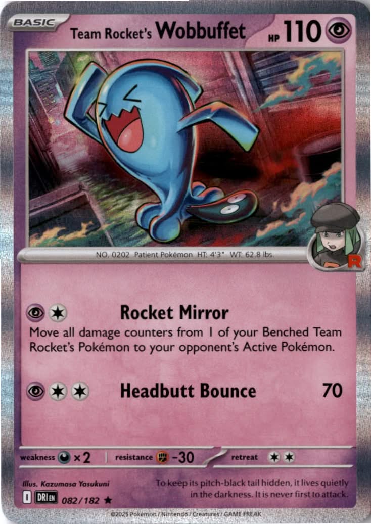 Team Rocket's Wobbuffet #082/182 - Destined Rivals - Pokemon - Rare - Near Mint