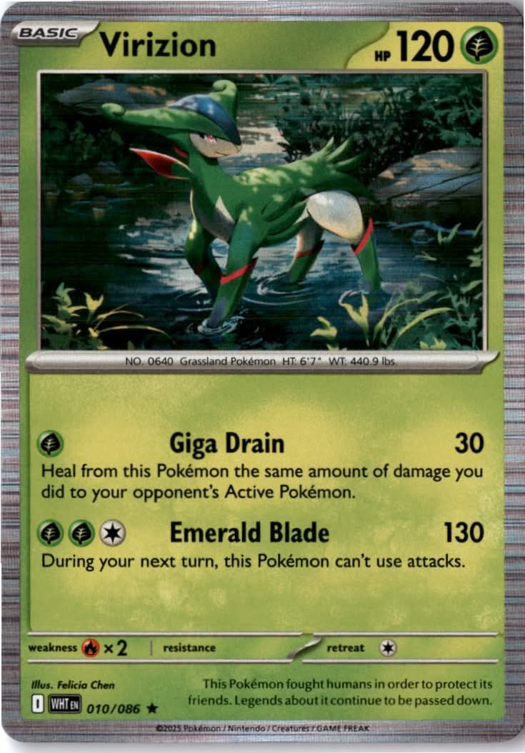 Virizion #010/86 - White Flare - Pokemon - Rare - Near Mint