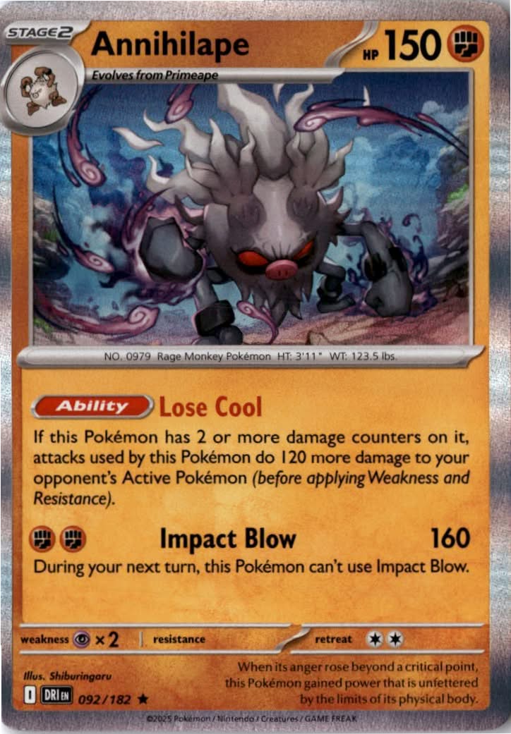 Annihilape #092/182 - Destined Rivals - Pokemon - Rare - Near Mint