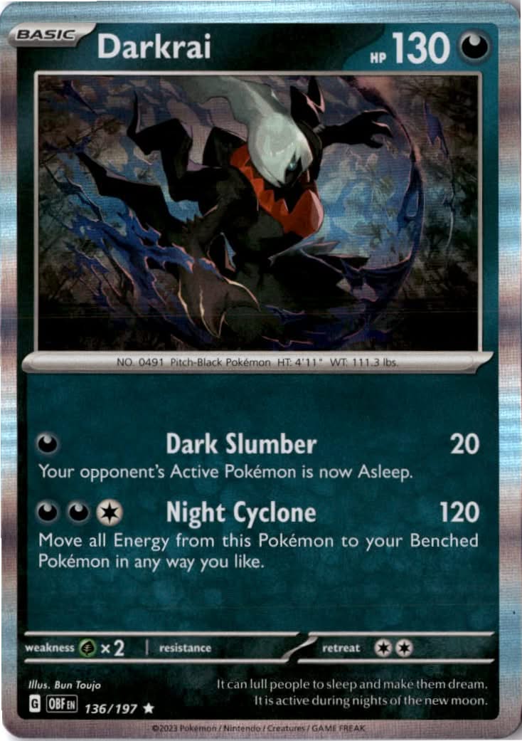 Darkrai #136/197 - Obsidian Flames - Pokemon - Rare - Near Mint