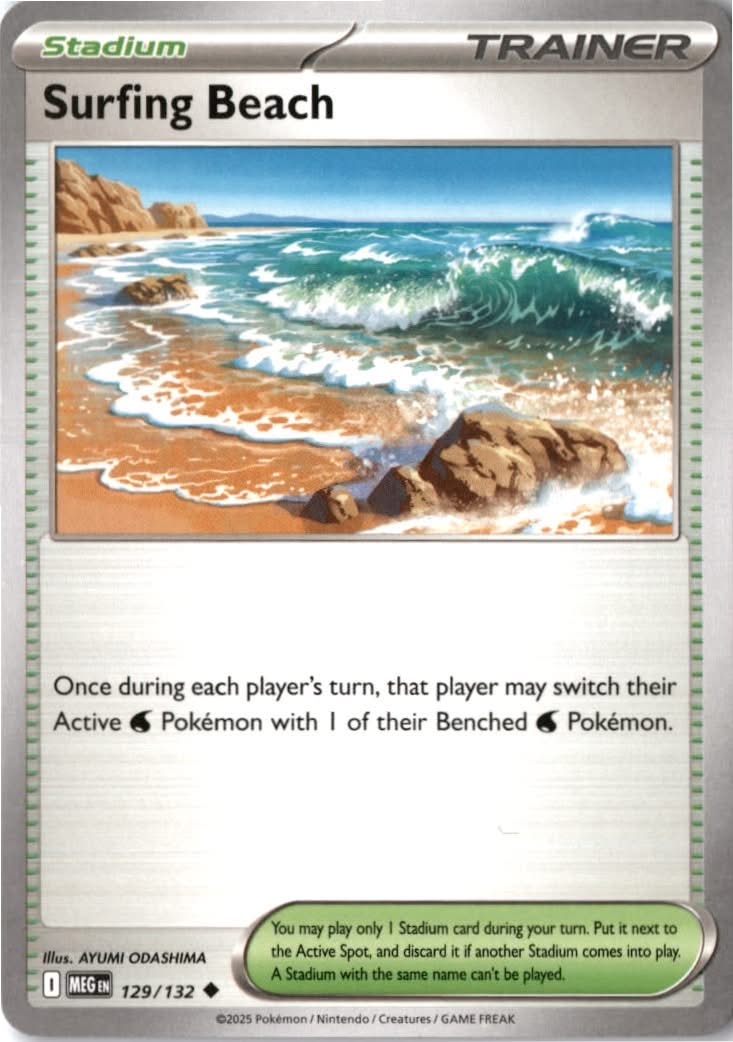 Surfing Beach #129/132 - Mega Evolution - Pokemon - Uncommon - Near Mint