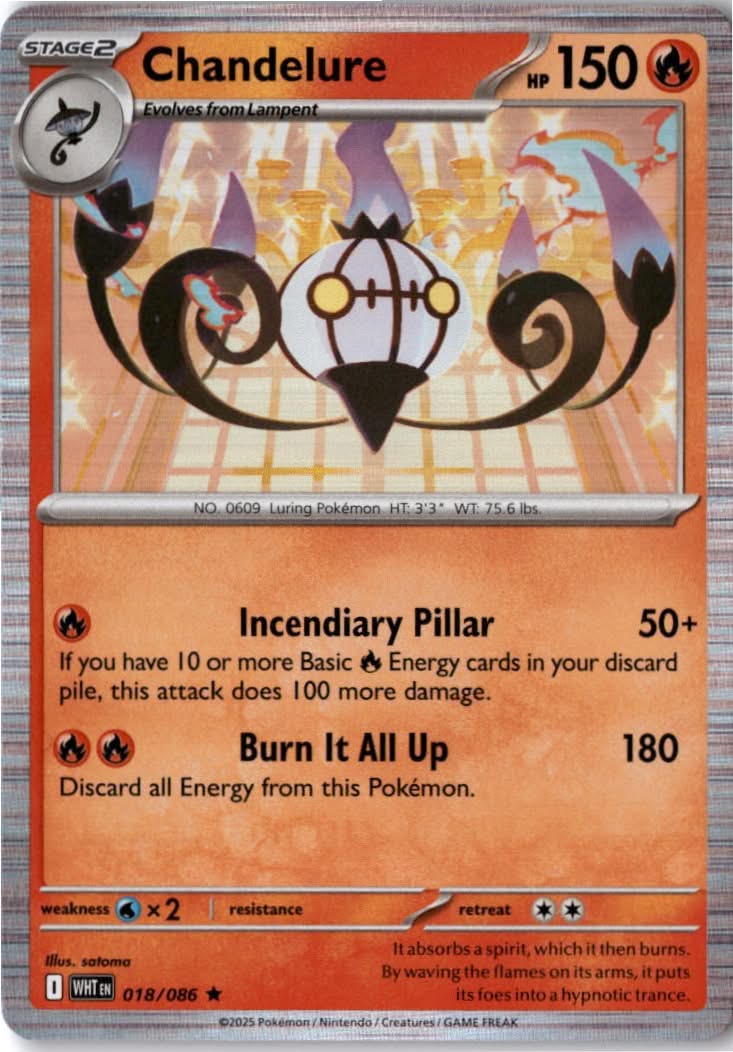 Chandelure #018/86 - White Flare - Pokemon - Rare - Near Mint
