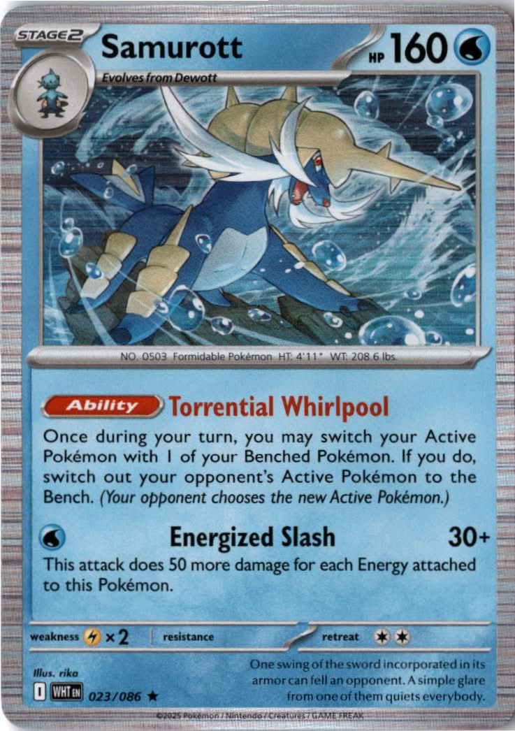 Samurott #023/86 - White Flare - Pokemon - Rare - Near Mint