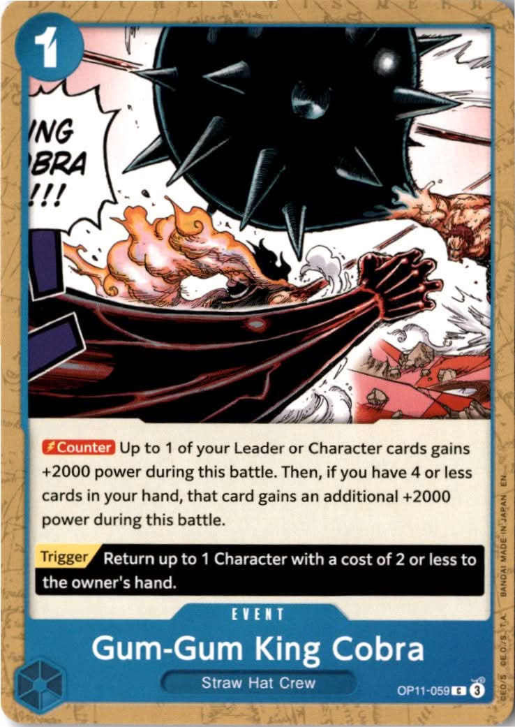 Gum-Gum King Cobra #OP11-059 - A Fist of Divine Speed - One Piece Card Game - Common - Near Mint